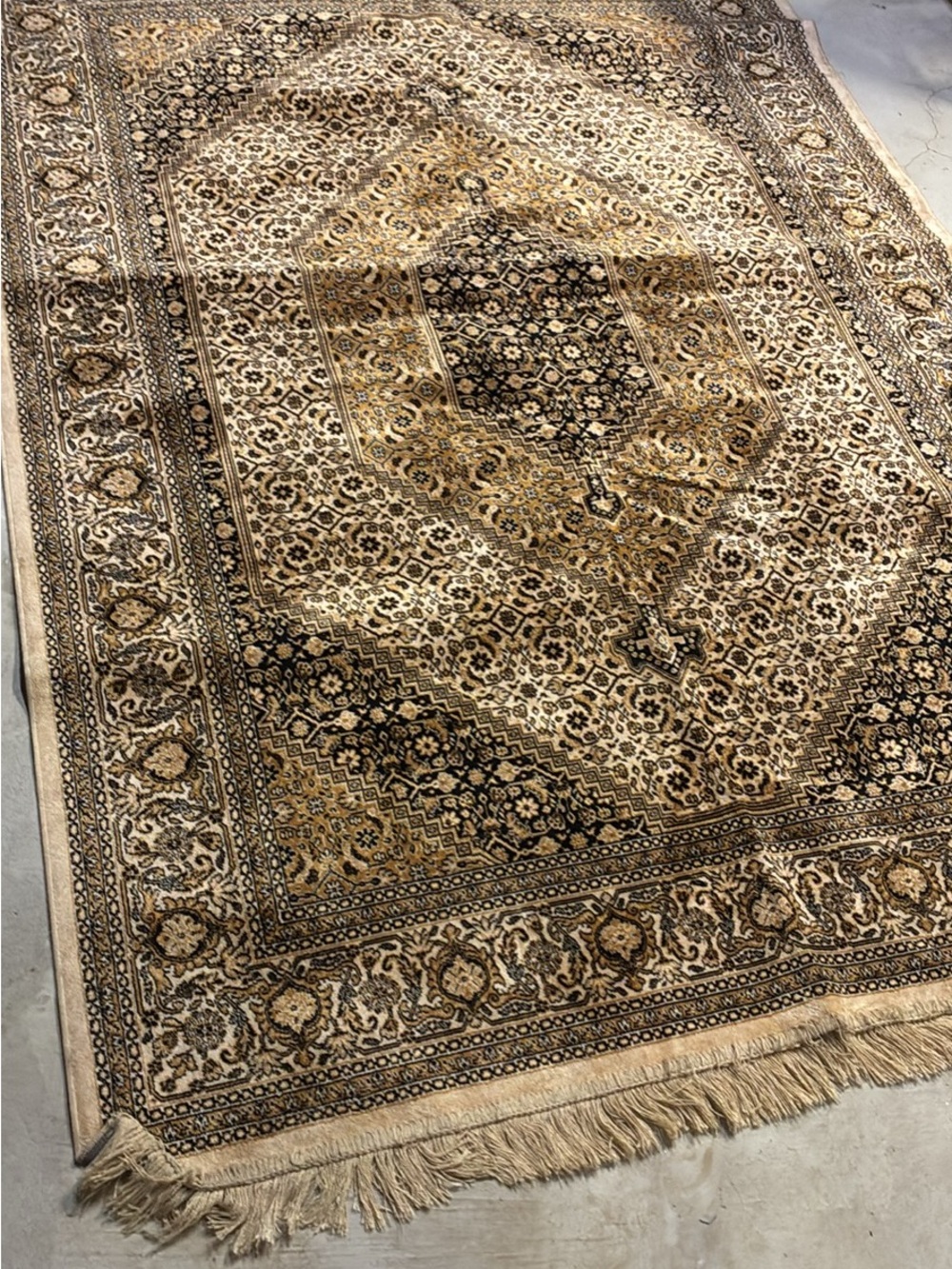 Traditional Medallion Area Rug in Cream and Gold